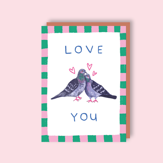 Pigeons valentines card | A6 Greeting Card