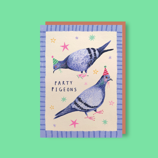 Party pigeons | A6 Greeting Card