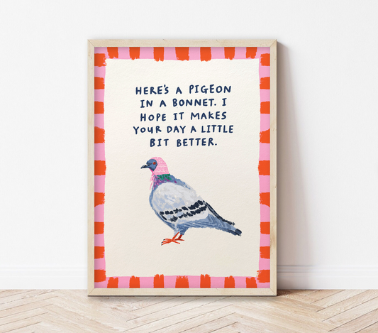 Pigeon in a bonnet | Cute Print
